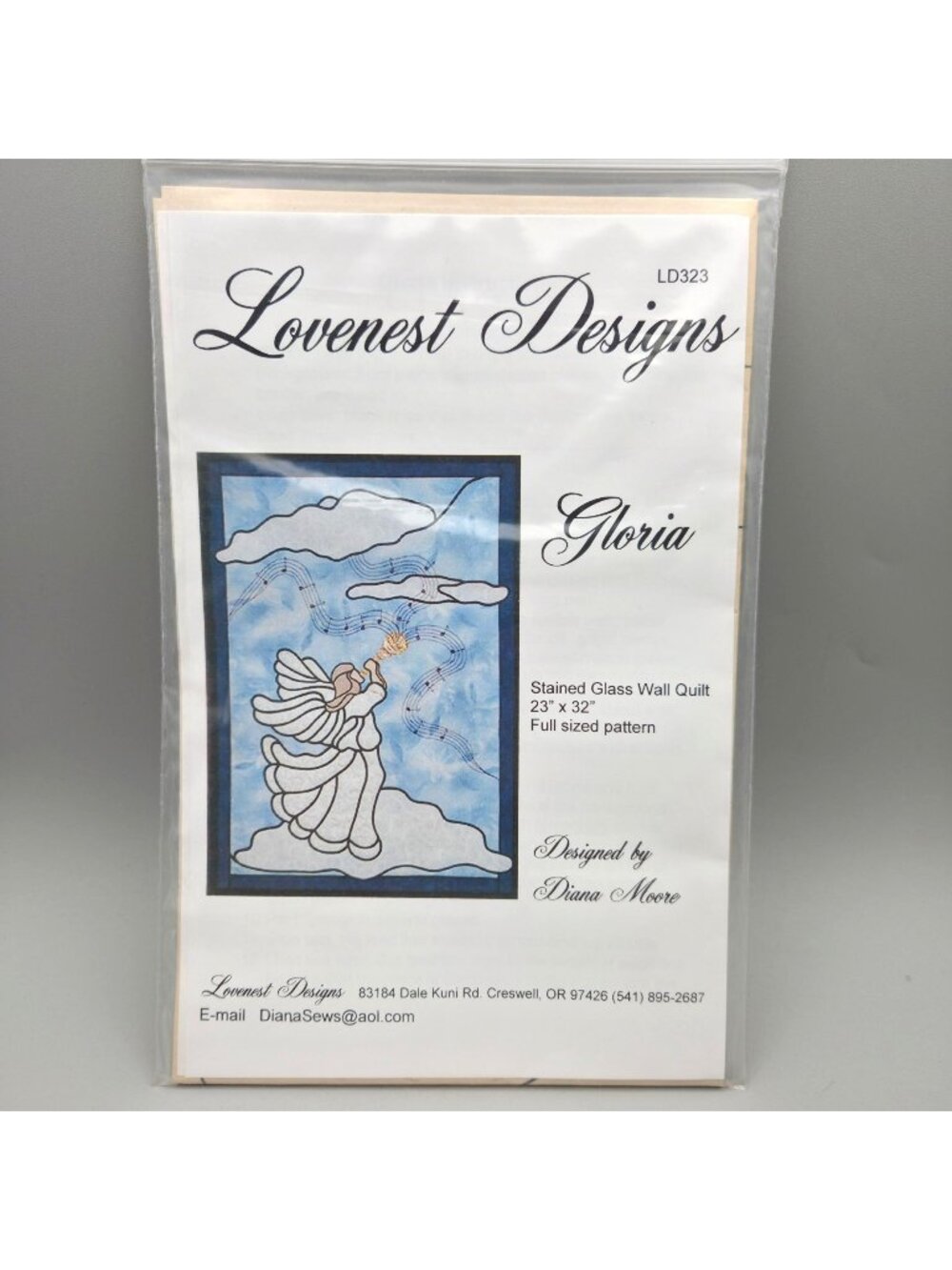 Gloria Stained Glass Wall Quilt Pattern Religious Lovenest Designs 23" x 32"